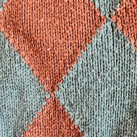 Mini Boden Argyle knit Sweater in teal and brown - Picture 3 of 9